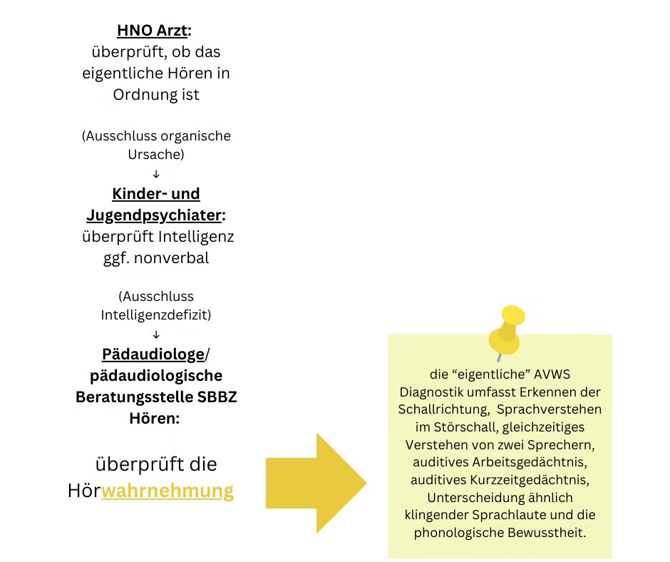 Die Grafik zeit den Ablauf der AVWS-Diagnostik.